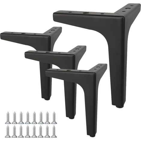 4 Pieds de Meuble,Pied Canapé,Charge Jusqu'à 800 KG,Pied de Table Métal,Legs Support de Table, avec Vis,Adapté pour Canapés, Meubles TV,Tables Basses,Armoires et Tables de Chevet,10 cm(Noir)