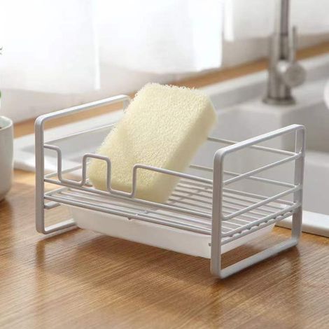 râtelier en fer forgé pour cuisine, éponge avec égouttoir, porte-objet pour évier, rangement pour éponge à récurer et savon (1/4)