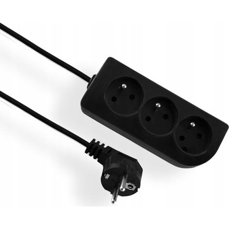 Verlängerungskabel mit Erdung, schwarz, 3 Steckdosen, 3 m OMY 3x1 Elgotech EPS-303-2 (1/4)