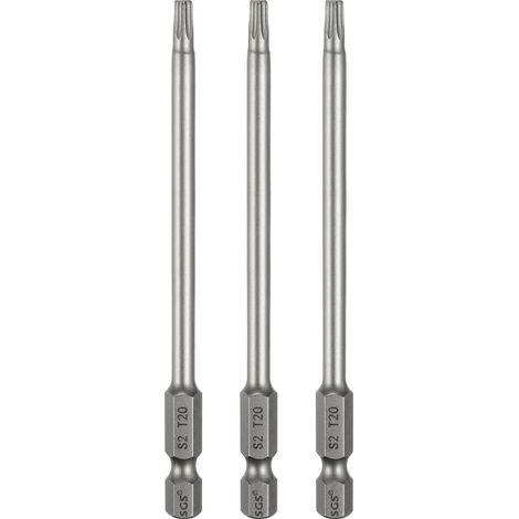3Pcs Embout Tournevis T20 Torx Tige Hexagonale 1/4" Acier S2 (1/5)