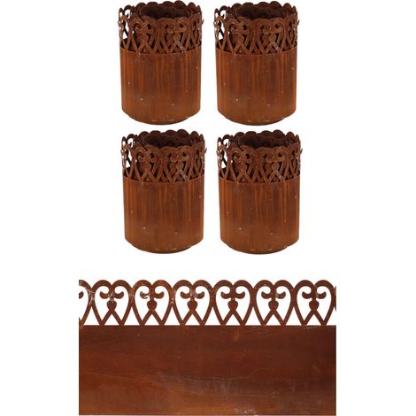 Lot de 4 Bordures de 4,8m soit 19,2 mètres linéaires de Bordures Rouillées - Métal Marron - 1920 x H 20 cm - Livraison gratuite (1/5)