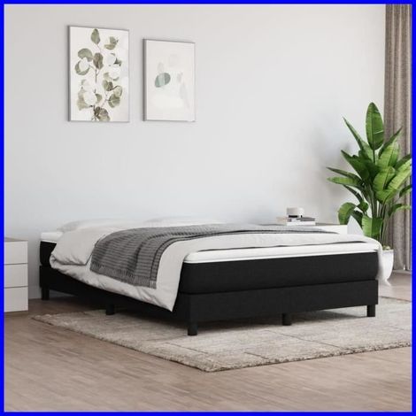 Sommier à ressorts - VGEBY - Noir - 140x190 cm - Tissu durable - Pieds robustes - Lattes en contreplaqué (1/4)