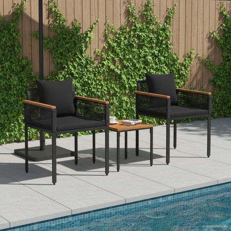Gartenmöbel Set mit Kissen Schwarz Poly-Rattan (1/5)