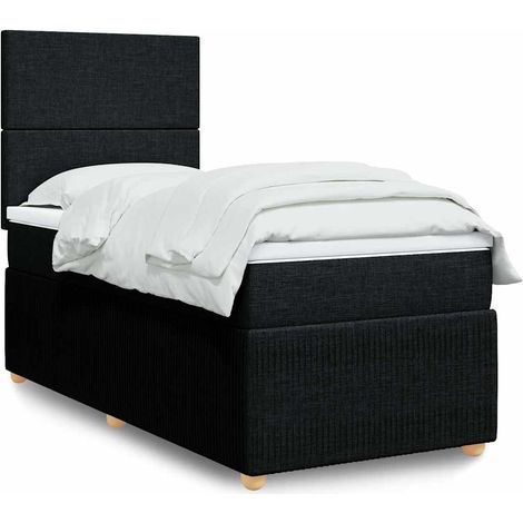 Boxspringbett mit Matratze Schwarz 80x200 cm Stoff