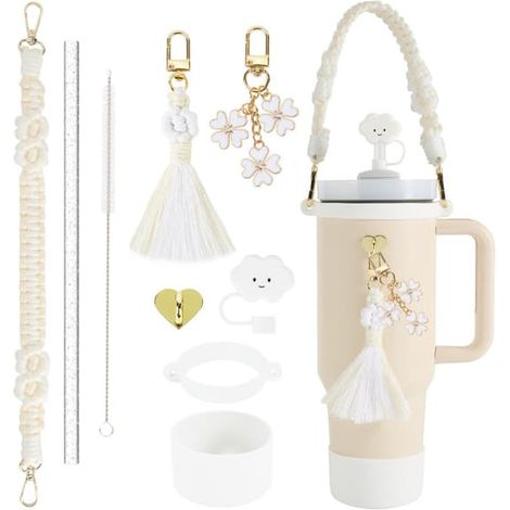 Ensemble de 9 accessoires pour gobelet Stanley de 1,2 L (40 oz), comprenant un protège-gobelet et un protège-paille (beige) (1/5)