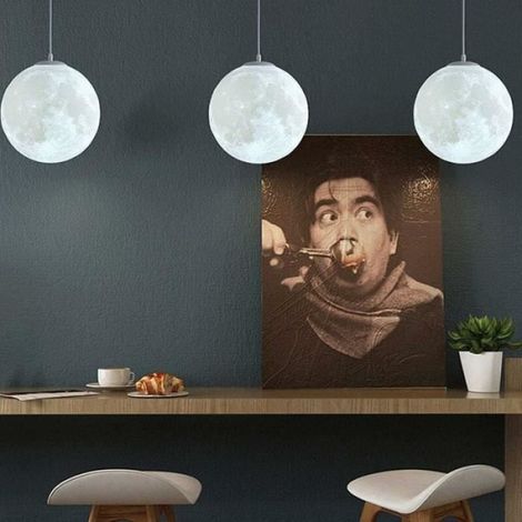 Plafonnier Lune - 20 cm - Blanc - Design 3D - Pour Chambre Enfant Salon - 1 Pièce (1/4)