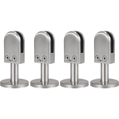 Support de fixation pour verre avec 4 clips en acier inoxydable, adapté aux panneaux de verre sans cadre de 5 à 8 mm d'épaisseur. (1/5)
