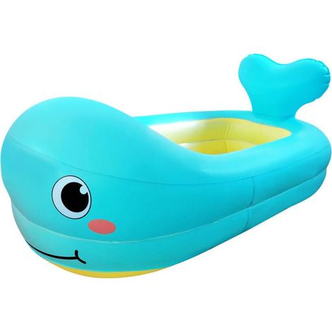 Baignoire gonflable pour enfants, baignoire portable en forme de baleine mignonne, piscine pour enfants étanche, siège de voyage avec coussin épais pour la salle de bain et les voyages en famille. (1/4)
