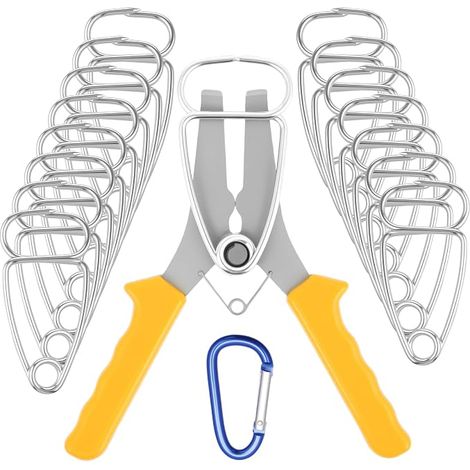 Lot de pinces à ressort à onglet en acier inoxydable + pince à ressort et anneau de rangement - Envergure de 0 à 2" - Pinces à onglet pour cadres photo, moulures, travail (1/5)