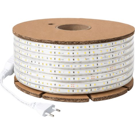 LED-Streifenrolle Dimmbar 220V SMD 120 LED/m 50m 7.5W/m 750lm/m Breite 12mm Schnitt 20/100cm IP65 4000K Neutralweiß