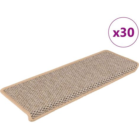 vidaXL Tappeti Adesivi Scale Aspetto Sisal 30pz 65x21x4cm Beige Chiaro (1/5)