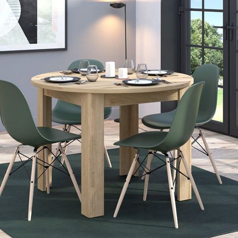 Mesa Fija Gorlago, 4 Plazas, Forma Redonda, Tablero de Madera Nobilitada, 106.5x106.5x76.5h cm Roble Marrón Nudos (1/5)