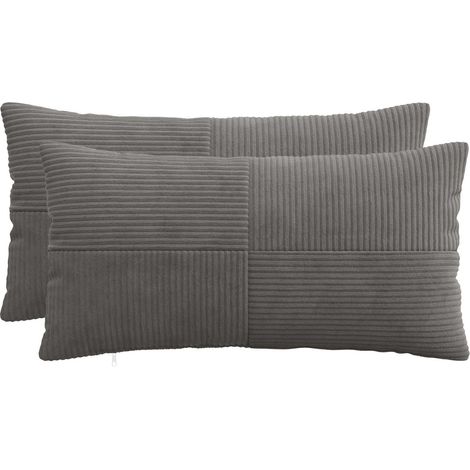 Housse de coussin 2 pcs ALMELO Gris foncé 40 x 70 cm (1/5)