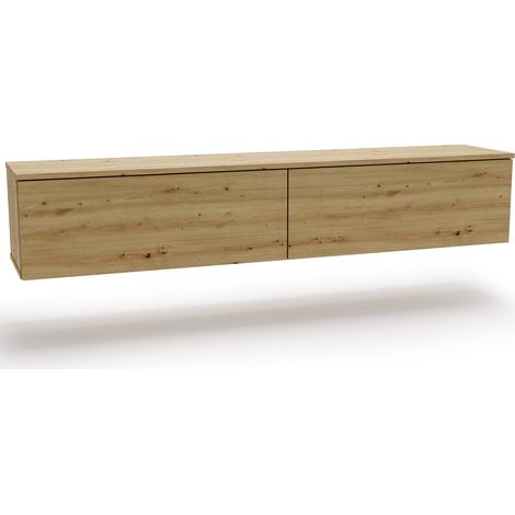 Meuble TV Nicole 160, style scandinave, suspendu, Armoire TV, chene artisanal