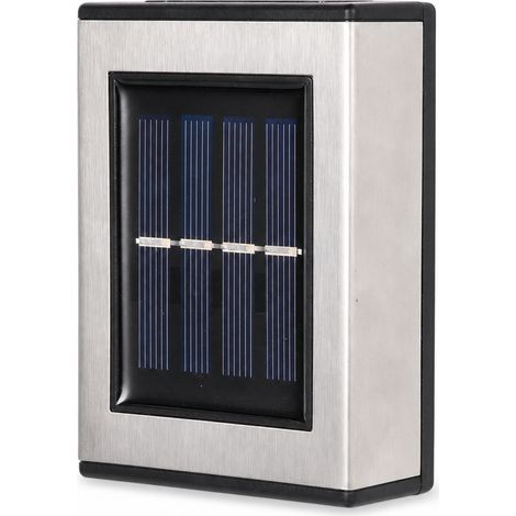 Applique Murale Solaire en Acier Inoxydable, 2 LED Blancs, Éclairage Haut et Bas, Étanche pour Jardin (1/5)