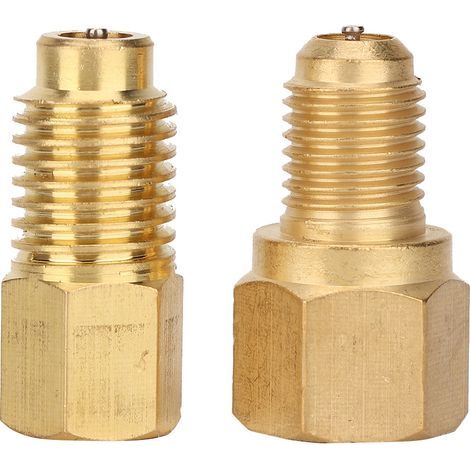 Ortviai Adaptateur R134A pour climatisation automobile – 2 pièces en laiton, filetage 1/4 SAE mâle vers 1/2 ACME femelle (1/4)