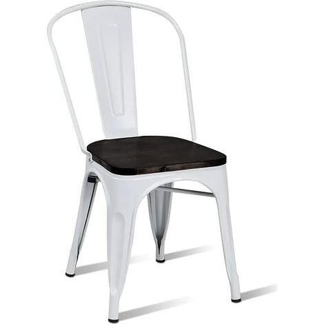 ORION91oficial® - Silla Acero ORIONIS Blanco y Asiento Madera Apilable (85x43x45 cm) Estilo Industrial, Convertible a Taburete, Comedor, Hostelería, Oficina, Salón, Teletrabajo, Cocina - spaziOrion91 (1/5)