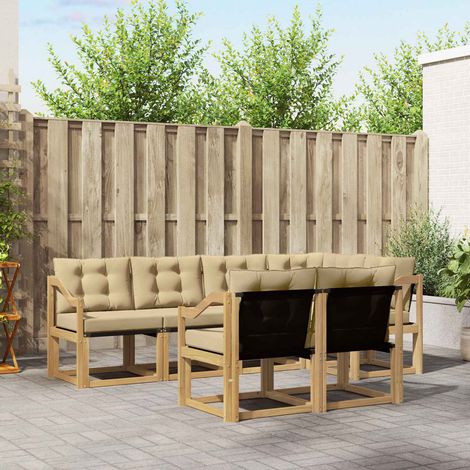 vidaXL Outdoor-Sofagarnitur mit Kissen 7 pcs Weiß und Beige (1/5)