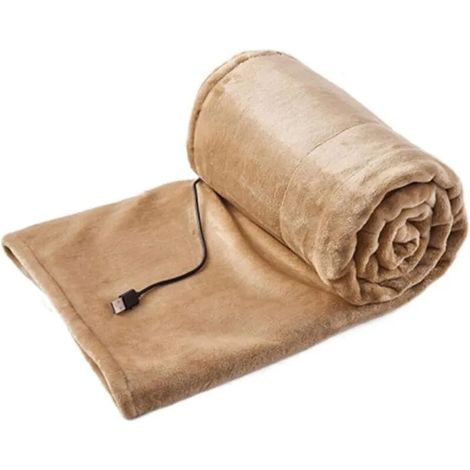 Couverture chauffante châle - Lavable - 3 positions réglables - 100x80 cm - Jaune - USB 5V (1/4)