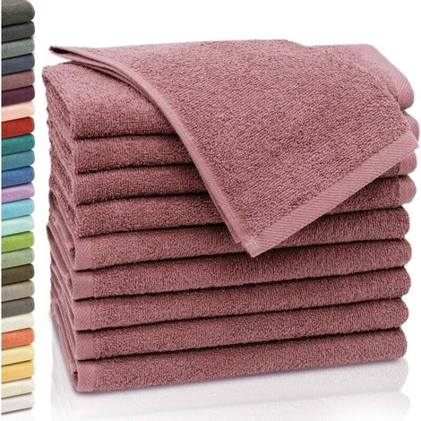 Set mit 10 Gästetüchern, 30 x 50 cm, 420 g/m² Baumwolle, dunkelrosa, maschinenwaschbar bei 95 °C, Badezimmer (1/5)