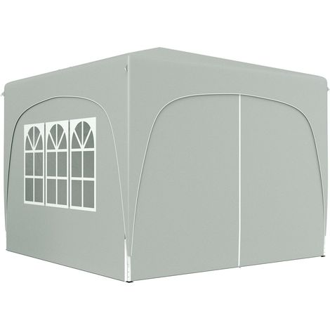 Pavillon 3x3m, wasserabweisend Stabil Winterfest Pop-up Faltpavillon, UV Schutz 50+, Faltbar Partyzelt Gartenzelt mit 4 Seitenteilen Tasche Gartenpavillon für Camping Garten, Hellgrau