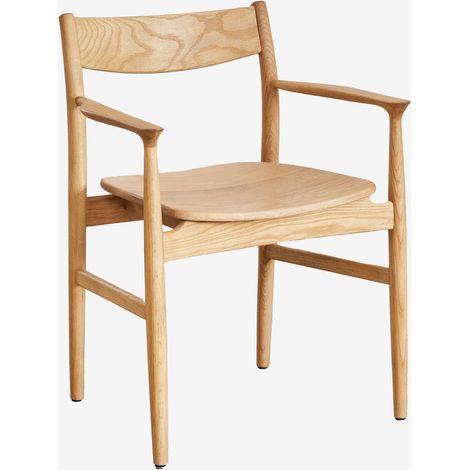 Chaise de salle à manger avec accoudoirs en bois de chêne Mireita SKLUM