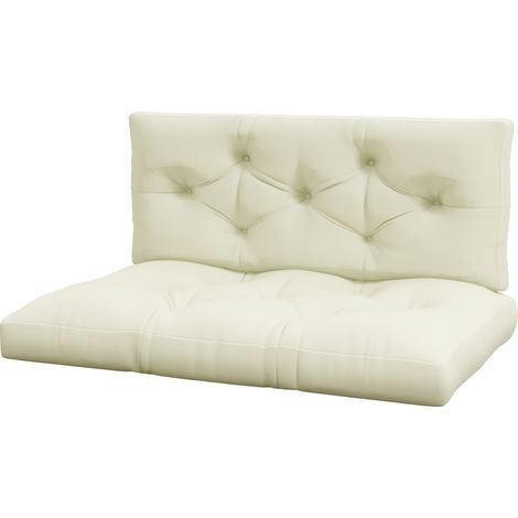 Outsunny Set 2 Cuscini Esterni in Poliestere per Divani e Pallet Crema