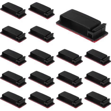 Lot de 25 Clips Câble Adhésifs Noirs en Plastique Acrylique pour Organisation et Fixation des Câbles, Support Mural Pratique pour Bureau et Voiture (1/5)