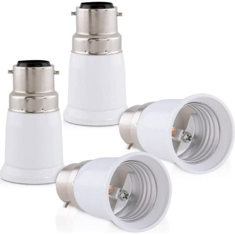 Adaptateur douille B22 vers E27 4 pièces - Convertisseur culot baïonnette à vis - Réducteur de lampe pour ampoules LED, halogène (1/4)