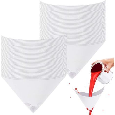 100 filtres à peinture, filtres à mailles fines en cône de papier, entonnoirs en papier de peinture, outils et équipements de peinture-Chrom (1/5)