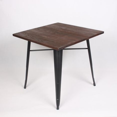 KOSMI - Schwarzer quadratischer Tisch im Industrial Style aus Metall und dunklem Holz Modell Factory loft (1/5)