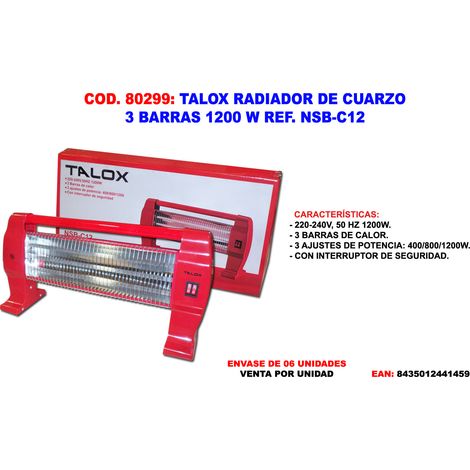 TALOX Poêle Radiant Quartz Pied 3 Barres 1200 W NSB-C12
