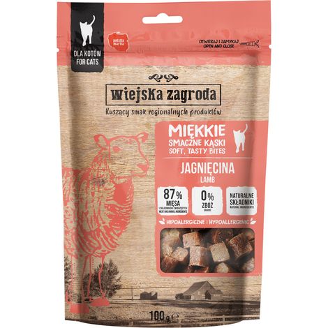 Wiejska Zagroda Soft Bites Friandise pour Chat Adulte Agneau 100 g
