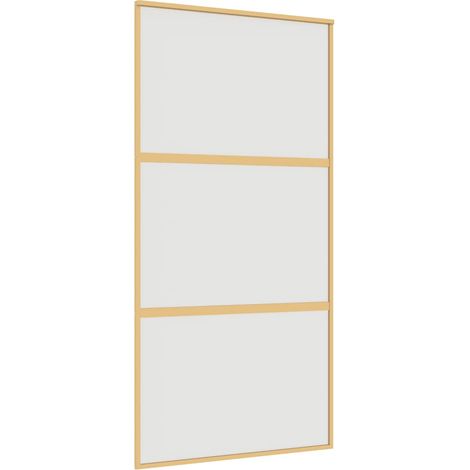 Porte coulissante doré 102,5x205 cm verre ESG dépoli aluminium