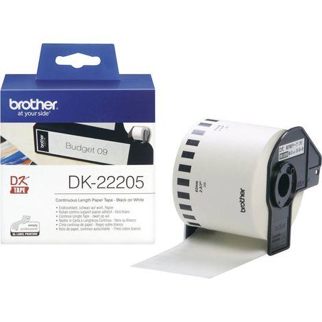 Brother DK-22205 Rouleau d'étiquettes 62 mm x 30.48 m papier blanc 1 pc(s) fixation permanente DK22205 Etiquette univer