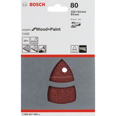 2608607408 - Set di fogli abrasivi da 10 pz. C430 102 x 62, 93 mm, P80
