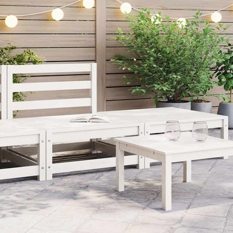 vidaXL Set Divani da Giardino 2 pz Bianchi in Legno Massello di (1/5)