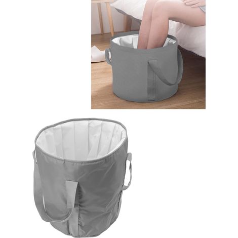 Seau de Camping Collapsible Polyester Double Layer avec Sac de Stockage pour Voyage Grey (1/5)
