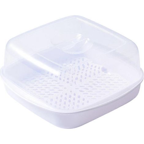 Dim-Sum-Dampfkorb, Dampfeinsatz, spezielle Mikrowellenbox (weiß) – 19 x 11 cm – Weiß (1/4)