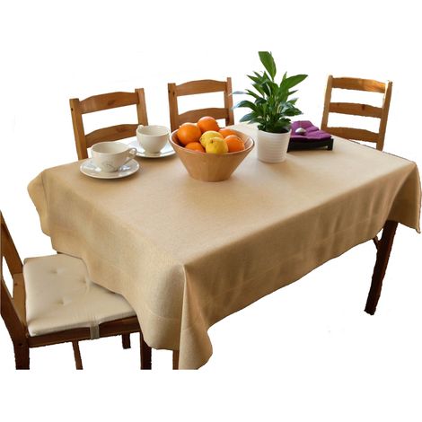 TOVAGLIA Liscia Beige 140x180 Materiale Comodo Striscia Larga Imitazione Lino (1/5)