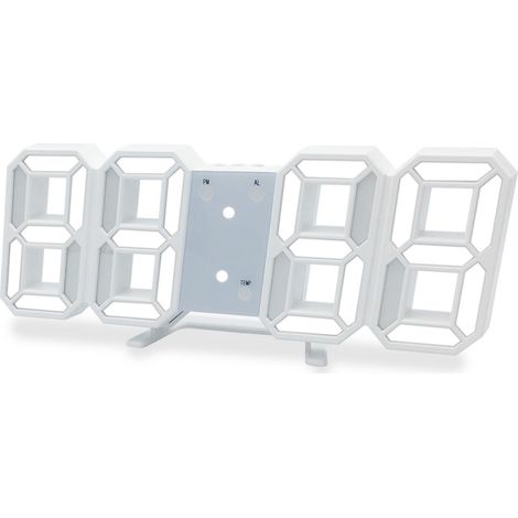 GARRYFIZH ‌Réveil Numérique à LED 3D‌ - Affichage Murale Heure/Date/Température - Luminosité Réglable