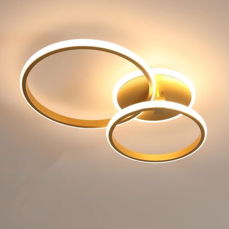 Plafonnier LED 42W 4700LM Rond Luminaire Plafonnier Doré 3000K (1/5)