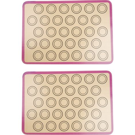 Tapis de cuisson en silicone antiadhésif et alimentaire, lot de 2, marron et rouge / rouge et noir / gris / violet, rectangulaire, 42 x 29,5 cm (1/5)