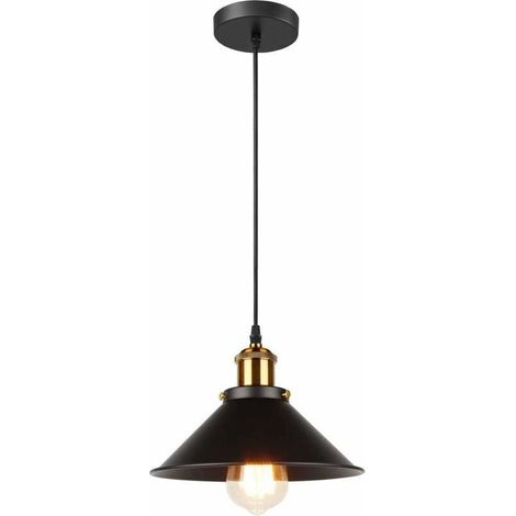 VURAHOME - Pendelleuchte im Retro-Industrie-Edison-Design, E27 Deckenleuchte, Metall-Kronleuchter, Ø 22 cm (Schwarz, 1 Stück)