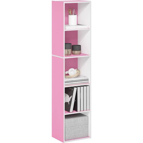 Étagère ouverte à 5 niveaux, Blanc/Rose, 5-Tier Cube (1/5)