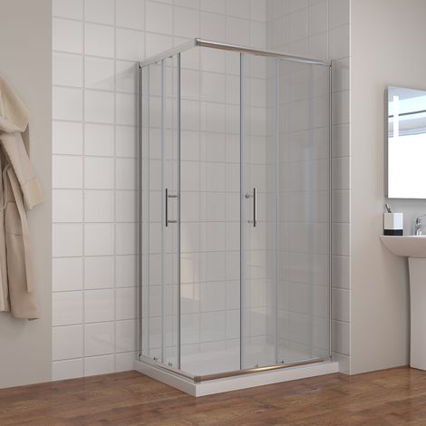 ELEGANT Sliding Shower Door 900 x 800mm Shower Enclosure - 6mm Safety Tempered Glass (1/5)