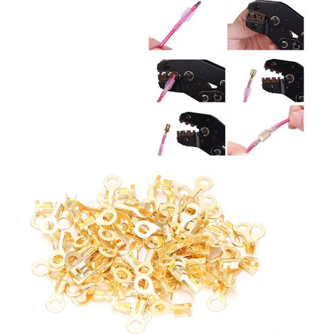 100 M4 4,2 mm Ringkabelschuhe, blanke Anschlüsse zum Kaltverpressen (1/5)