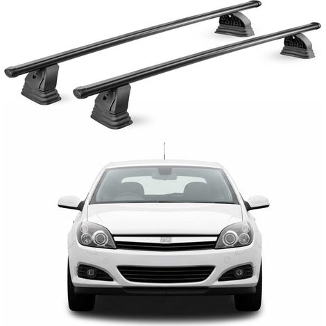 OMAC Stahl Dachträger Querträger Opel Astra H Schrägheck Kombi Limo 2004-2009 – TÜV / DIN 75302:2019 – Abschließbar – Max. 75 kg – 2 Stangen – Schwarz (1/5)