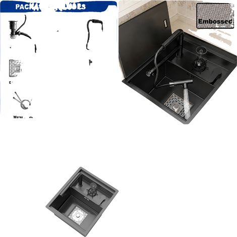Évier de cuisine, acier inoxydable, simple cuve, Set-4538CM-XE (1/2)