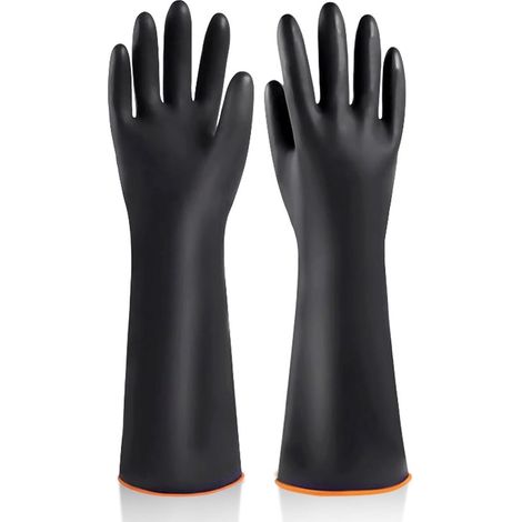 Gants en caoutchouc - 1 paire - 55 cm de long - Gants de ménage - Gants de nettoyage - Gants de travail - Résistants aux produits chimiques - gants de sécurité industrielle - Pour le nettoyage industr (1/5)